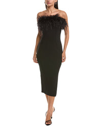 Milly Robena Feather Embellished Ribbed Midi Dress