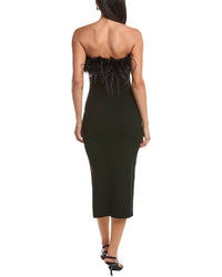 Milly Robena Feather Embellished Ribbed Midi Dress