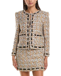 Milly Roman Gold Tweed Ribbon Jacket