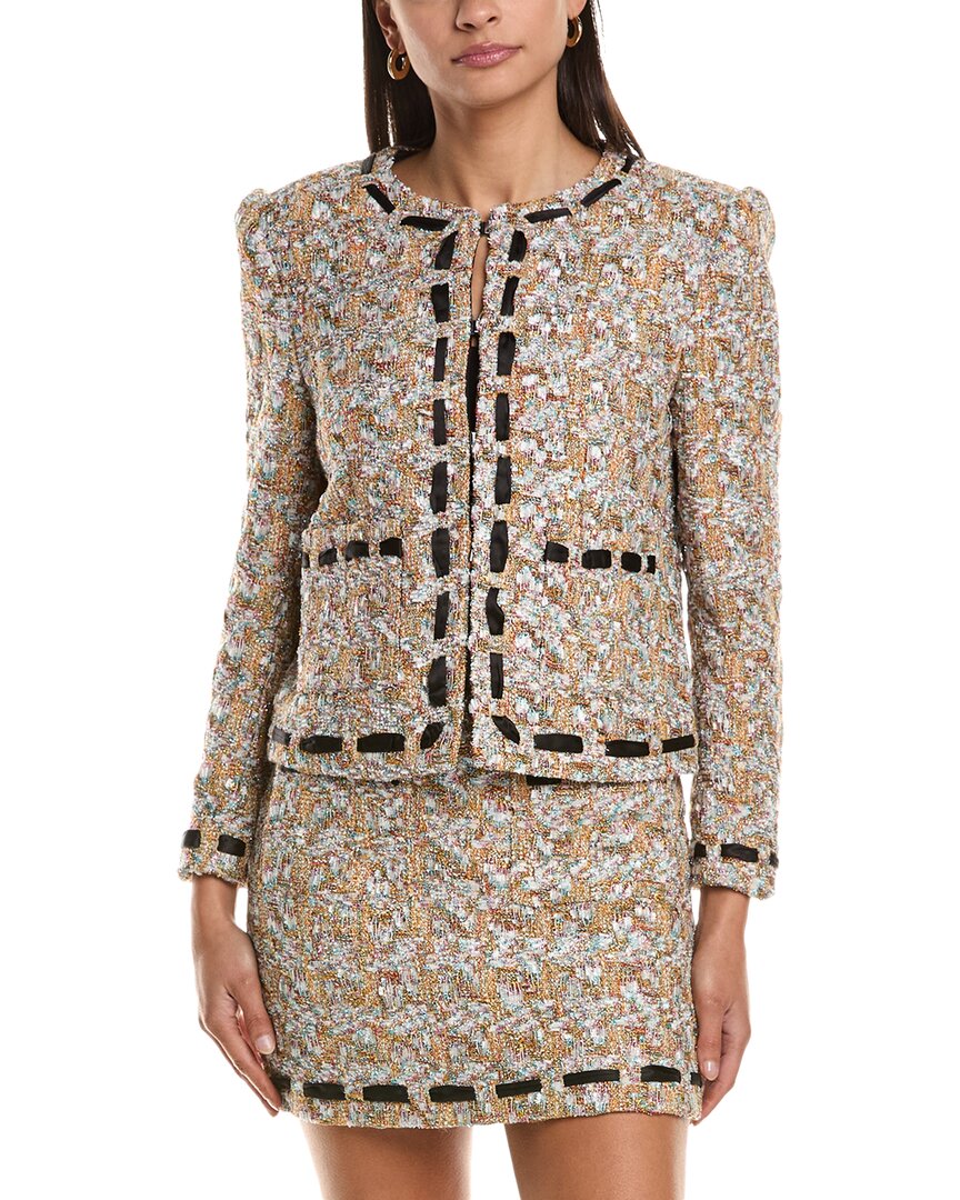 Milly Roman Gold Tweed Ribbon Jacket