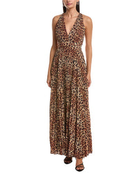 Milly Oria Printed Leopard Pleated Dress