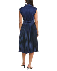 Milly Johanna Pleated Twill Midi Dress