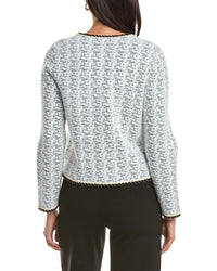 Milly Braided Wool-Blend Knit Cardigan