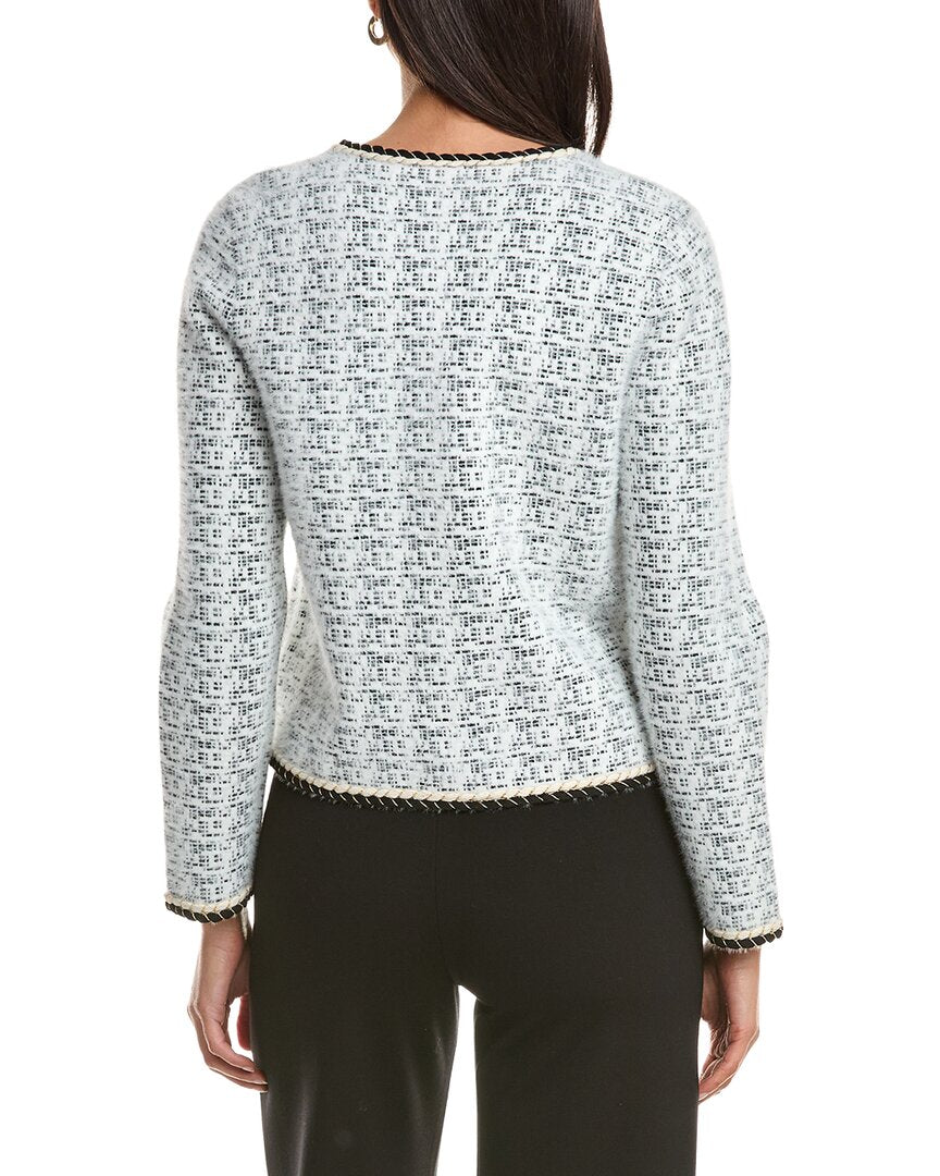Milly Braided Wool-Blend Knit Cardigan