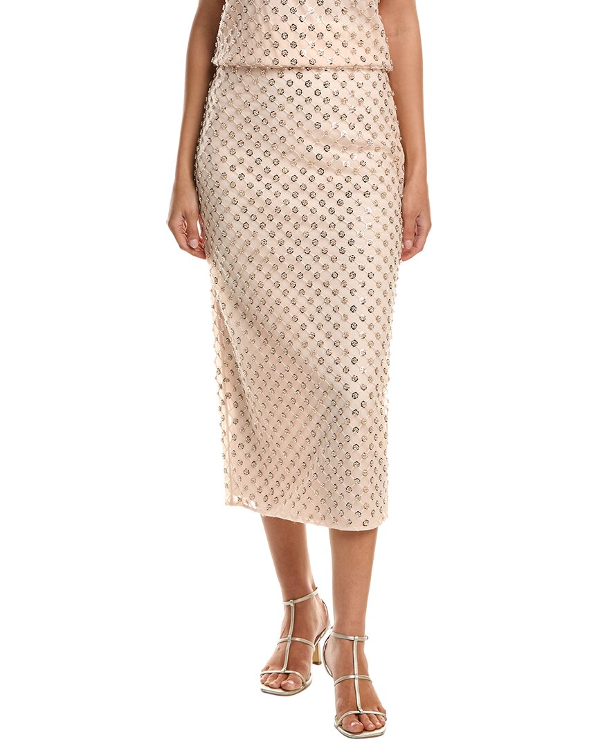 Milly Rosemary Sequin Embroidered Netting Midi Skirt