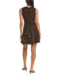 Milly Tile Wave Jacquard Knit Mini Flare Dress