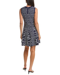 Milly Tile Wave Jacquard Knit Mini Flare Dress