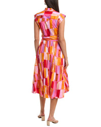 Milly Jules Sunset Tile Poplin Midi Dress