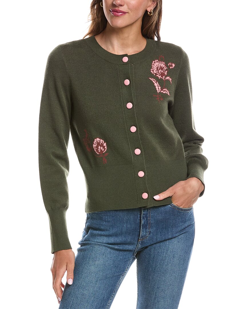Laundry by Shelli Segal Laundry By Shelli Segal Crewneck Ribbed Hem Cardigan