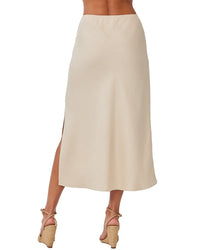 Bella Dahl Side Slit Linen-Blend Bias Skirt