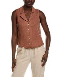 Bella Dahl Sleeveless Notch Collar Button Down Linen Shirt