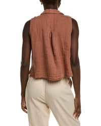 Bella Dahl Sleeveless Notch Collar Button Down Linen Shirt