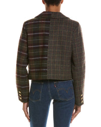 Avec Les Filles Mixed Pattern Wool-Blend Cropped Jacket