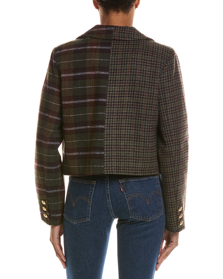 Avec Les Filles Mixed Pattern Wool-Blend Cropped Jacket