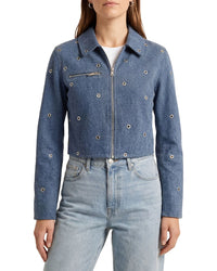 Avec Les Filles Avec Les Filles Crop Zip Front Jacket