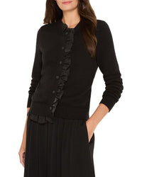Nic+Zoe Mixed Media Ruffle Cashmere-Blend Cardigan