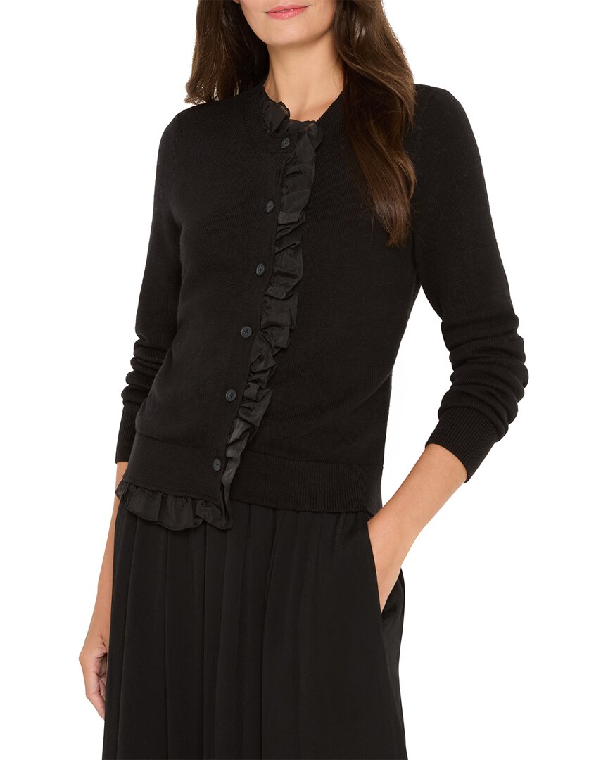 Nic+Zoe Mixed Media Ruffle Cashmere-Blend Cardigan