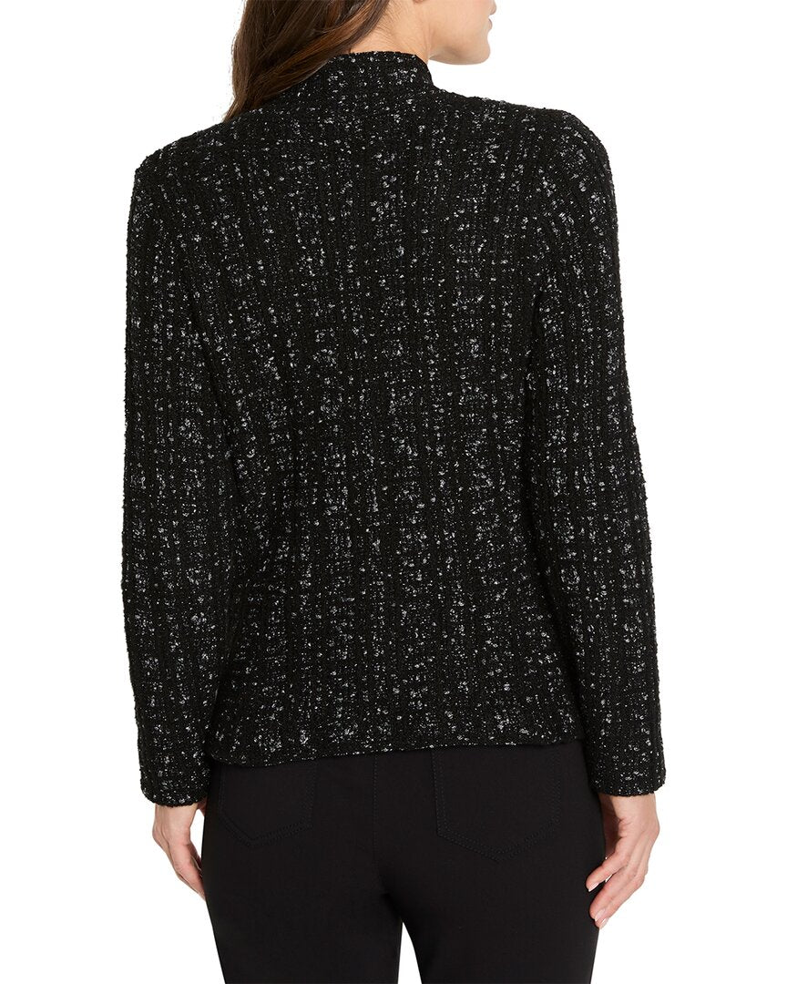 Nic+Zoe Petite Metallic Grid Knit Jacket
