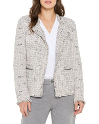 Nic+Zoe Chain Trim Fringe Mix Knit Jacket