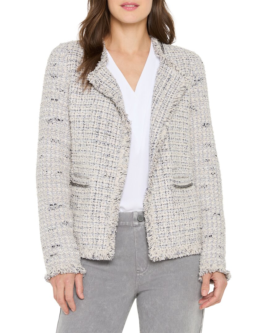 Nic+Zoe Chain Trim Fringe Mix Knit Jacket