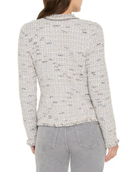 Nic+Zoe Chain Trim Fringe Mix Knit Jacket