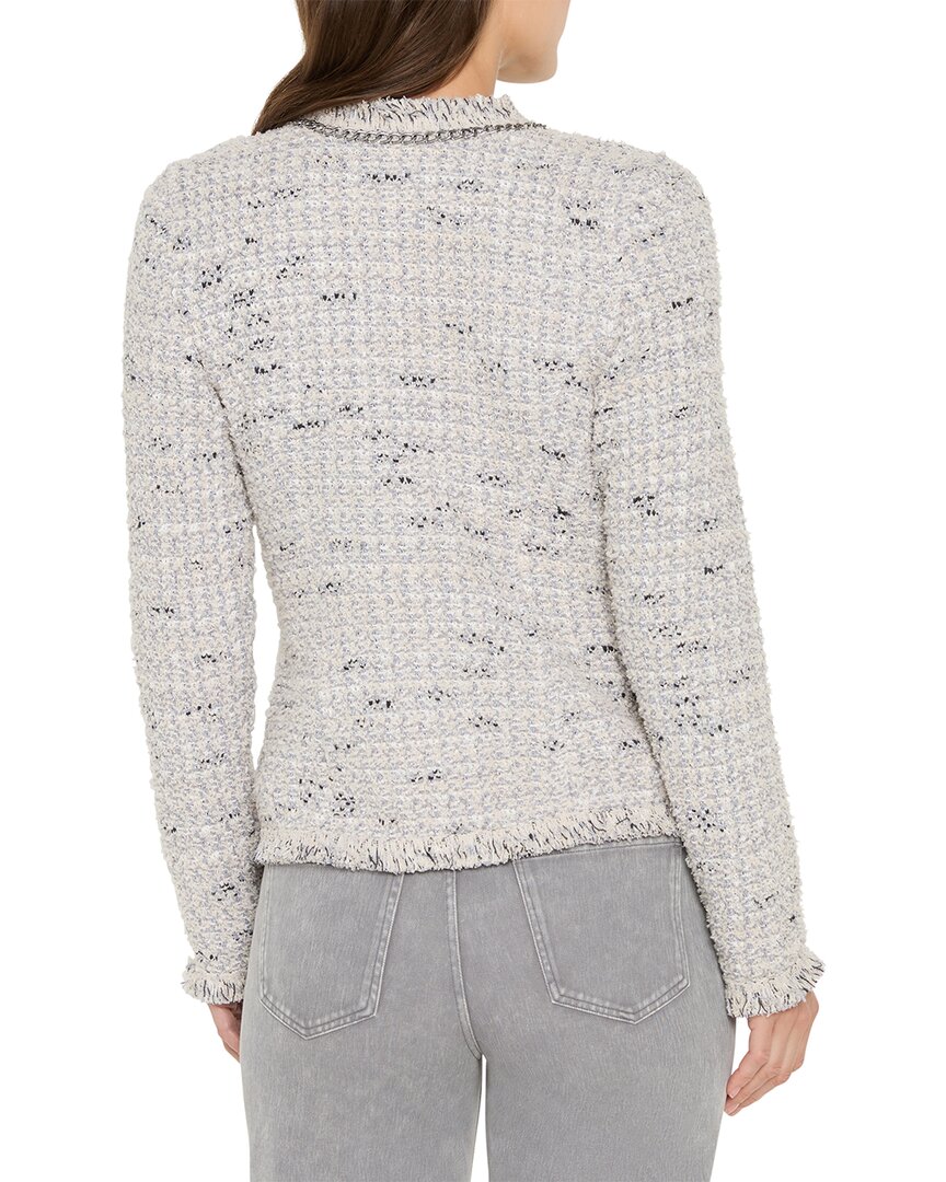 Nic+Zoe Chain Trim Fringe Mix Knit Jacket