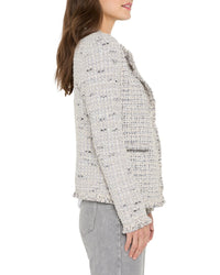 Nic+Zoe Chain Trim Fringe Mix Knit Jacket