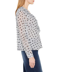 Nic+Zoe Dotty Squares Ruffle Top