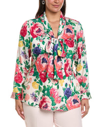 Tahari ASL Tahari Asl Plus Hammer Satin Blouse