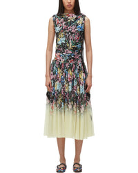 3.1 Phillip Lim Flowerworks Chiffon Degrade Liberty Draped Silk-Blend Midi Dress