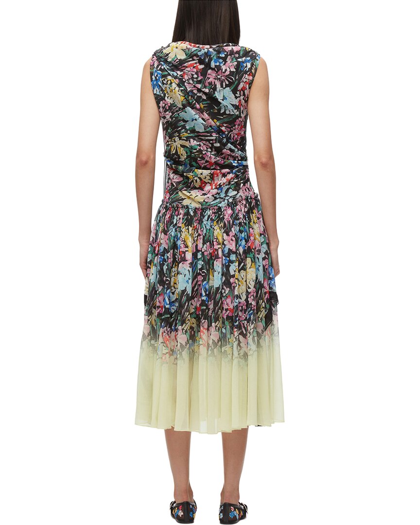 phillip lim silk dress 3.1 Phillip Lim Floral Silk Draped Midi Dress, Black, Women's, 0,