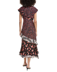 3.1 Phillip Lim Floral Collage Ruffle Overlay Midi Dress