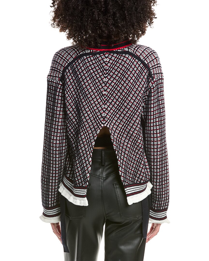 3.1 Phillip Lim Plaid Jacquard Open Back Wool-Blend Pullover