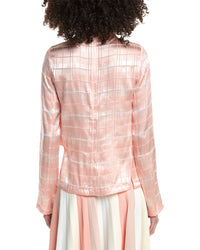 3.1 Phillip Lim Hester Plaid Devore High Neck Silk-Blend Top