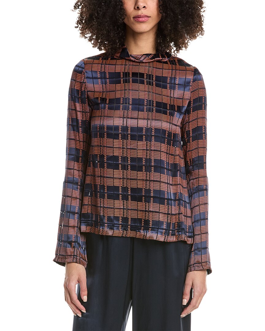 3.1 Phillip Lim Hester Plaid Devore High Neck Silk-Blend Top