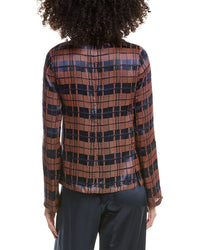3.1 Phillip Lim Hester Plaid Devore High Neck Silk-Blend Top