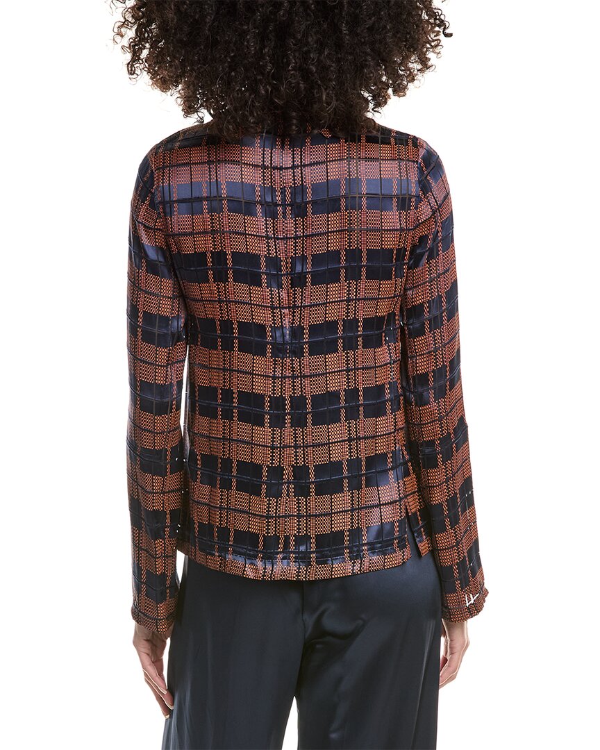 3.1 Phillip Lim Hester Plaid Devore High Neck Silk-Blend Top