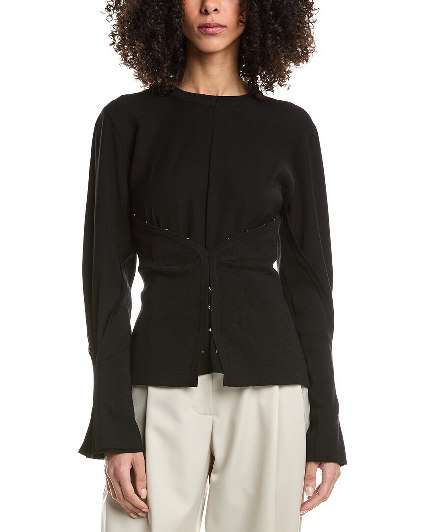 3.1 Phillip Lim Wool Knit Crepe Combo Corset Top