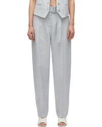 3.1 Phillip Lim Tailored Belted Tapered Linen-Blend Trouser