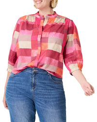 Nic+Zoe Petite Sunset Plaid Cotton Girlfriend Shir