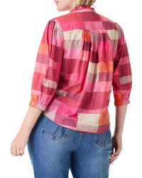 Nic+Zoe Petite Sunset Plaid Cotton Girlfriend Shir