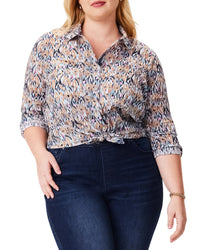 Nic+Zoe Plus Up Beat Ikat Crinkle Shirt