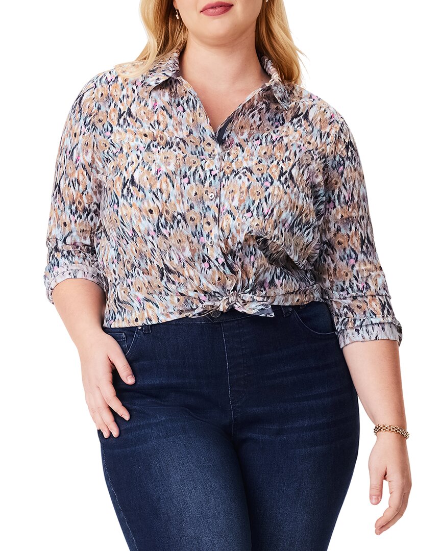 Nic+Zoe Plus Up Beat Ikat Crinkle Shirt