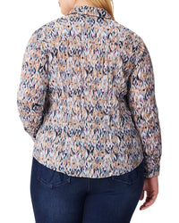 Nic+Zoe Plus Up Beat Ikat Crinkle Shirt