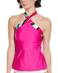 Trina Turk Swoop Hi-Neck Reversible Tankini