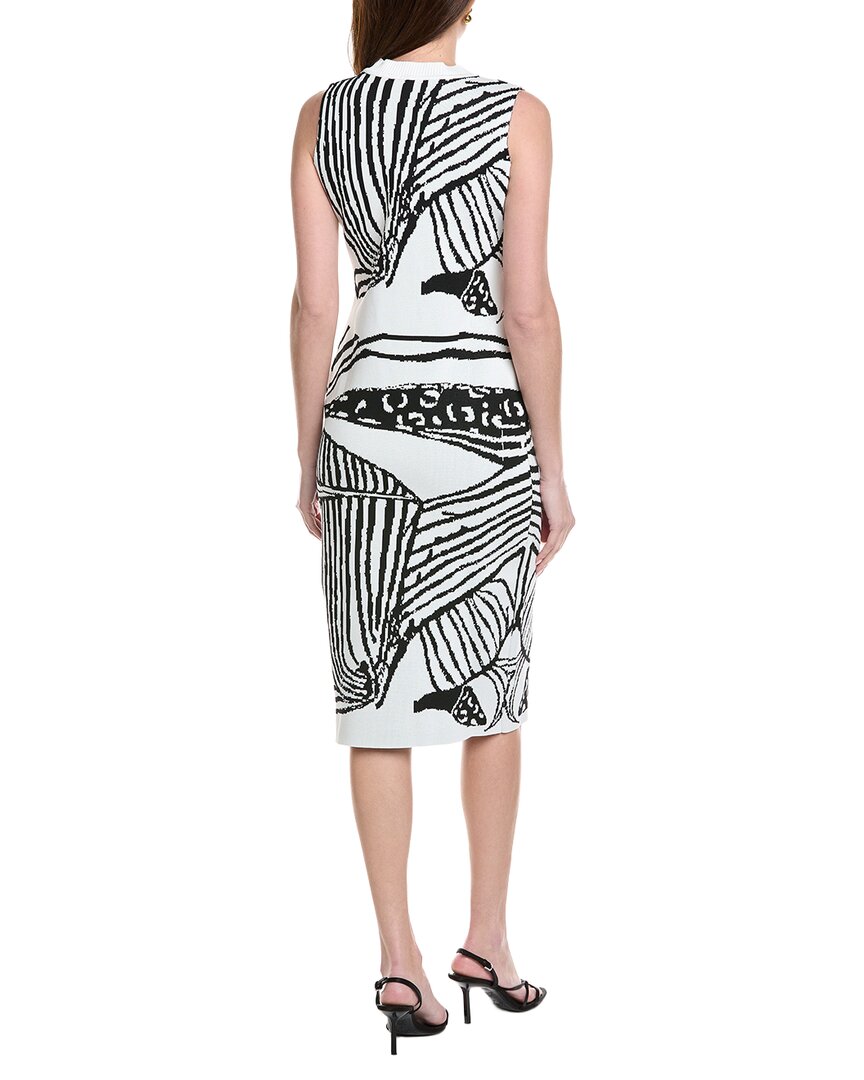 Gracia Abstract Pattern Racer Neck Fitted Knit Midi Dress