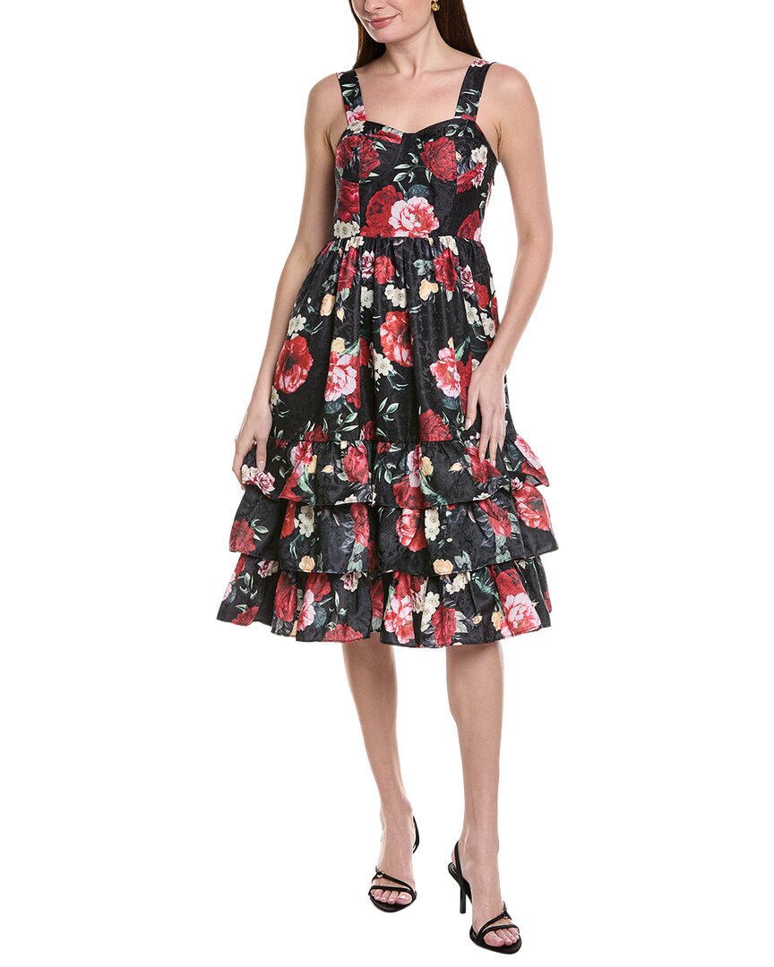 Gracia Floral Sweetheart Sleeveless Tiered A-Line Dress