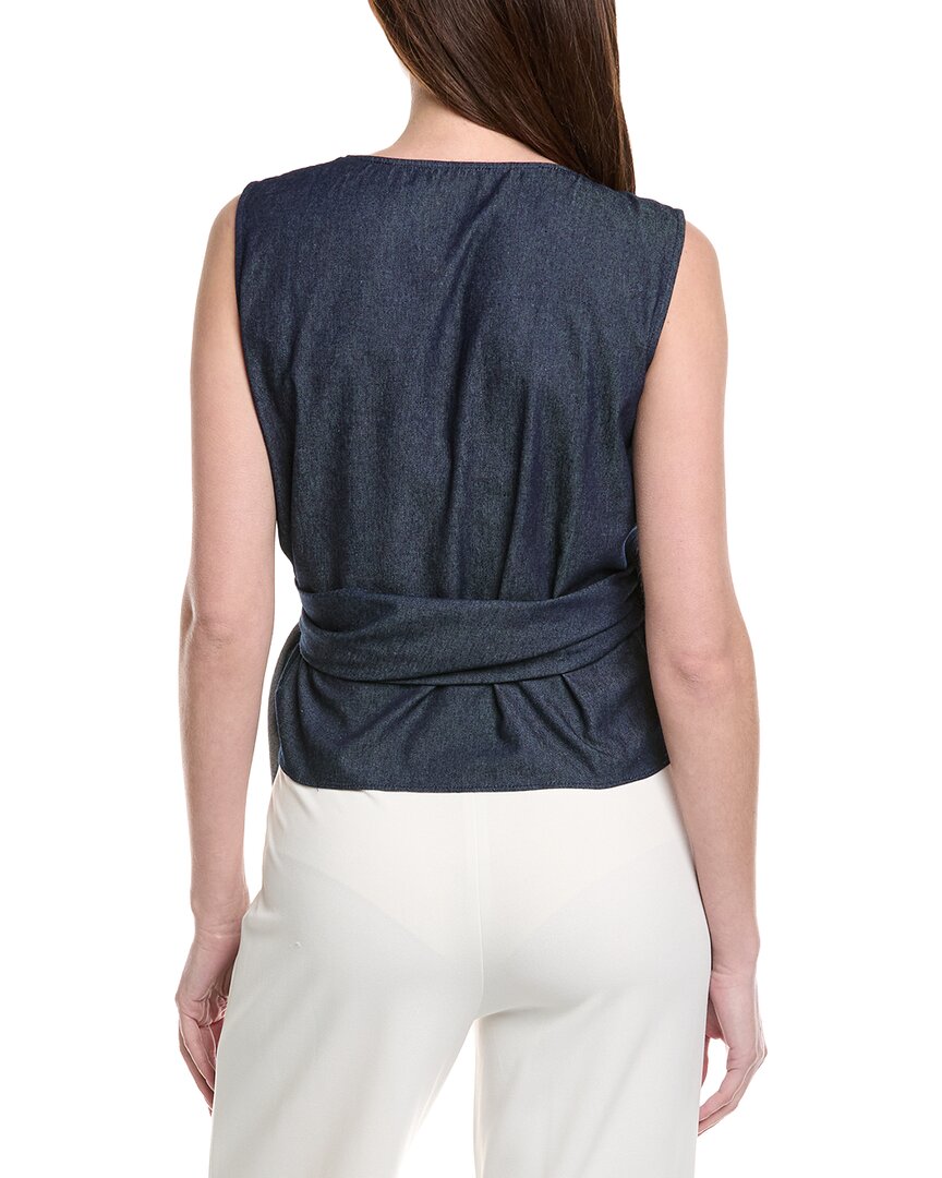 Gracia V-Neck Wrap Over Sleeveless Denim Top