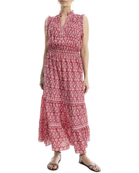 Max Studio Smocked Waist Tiered Maxi Dress