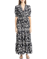 Max Studio Ruffle Neck Tiered Maxi Dress